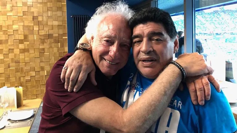 Guillermo Coppola y Diego Maradona, reconciliados en Rusia. (Foto: @yanilatorre)