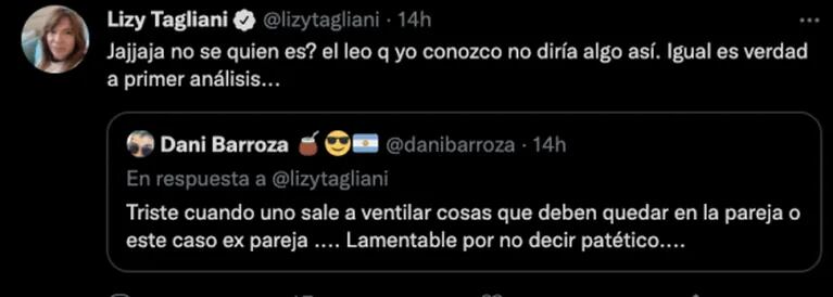 La reacción de Lizy Tagliani ante los rumores de que Leo Alturria la habría abandonado: "Es verdad a primer análisis"