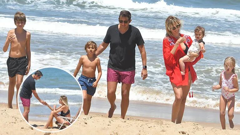 Juan Pablo Varsky y Lala Bruzoni se fueron a Punta con sus respectivos hijos. (Fotos: revista Pronto)