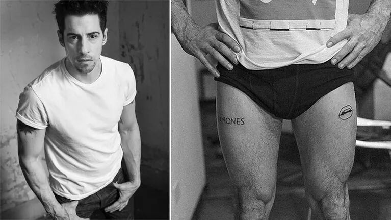 Esteban Lamothe se tatuó "Ramones" y una boca en los muslos de sus piernas. (Foto: Instagram)