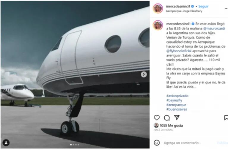 Las hijas de Wanda Nara y Mauro Icardi trasladaron a su mascota en un avión privado: las fotos