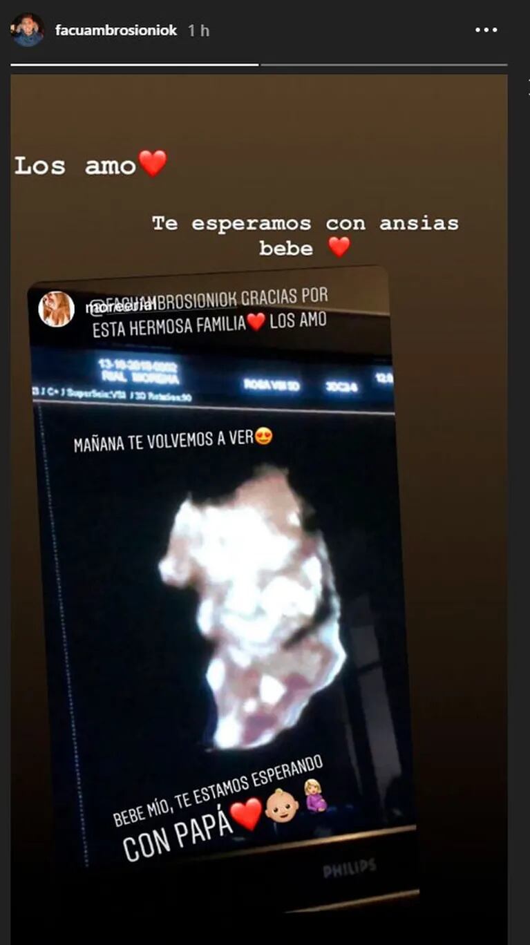 Morena Rial mostró la ecografía de su bebé, embarazada de cuatro meses: "Con papá te estamos esperando"