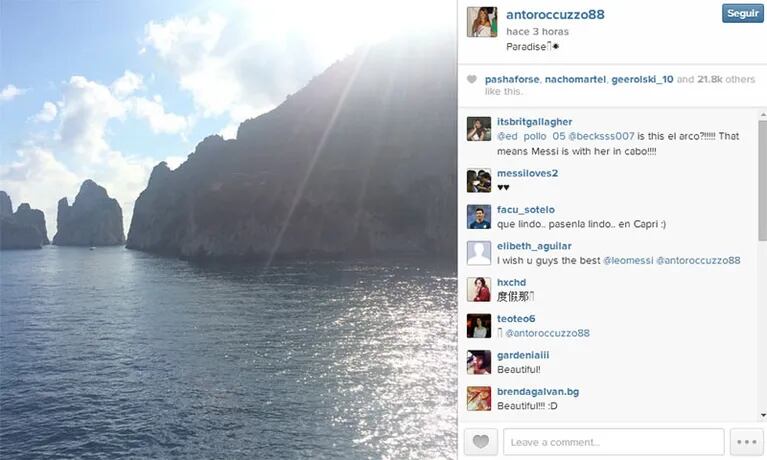 Antonella Roccuzzo y sus vacaciones con Lionel Messi (Foto: Instagram)