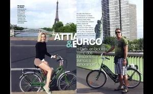 Emilia Attias y el Turco Naím, amor en bicicleta en París. (Fotos: revista Gente)