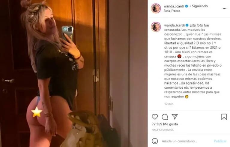 Wanda Nara republicó una foto sexy que le habían censurado ¡y se refirió a Sol Pérez!: "La envidia entre mujeres es una de las cosas más feas"