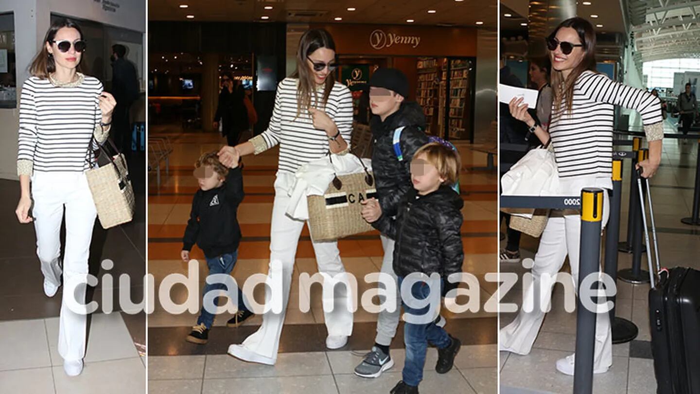 Pampita voló a España con sus hijos: fotos exclusivas y el particular doble motivo del viaje