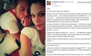 Nazarena Vélez junto a su hija y una estremecedora carta a Rodríguez (Fotos: Twitter y Facebook). 