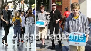 Angelina Jolie, tardes de paseo con cuatro de sus hijos en las calles de Los Ángeles. Foto: Grosby Group