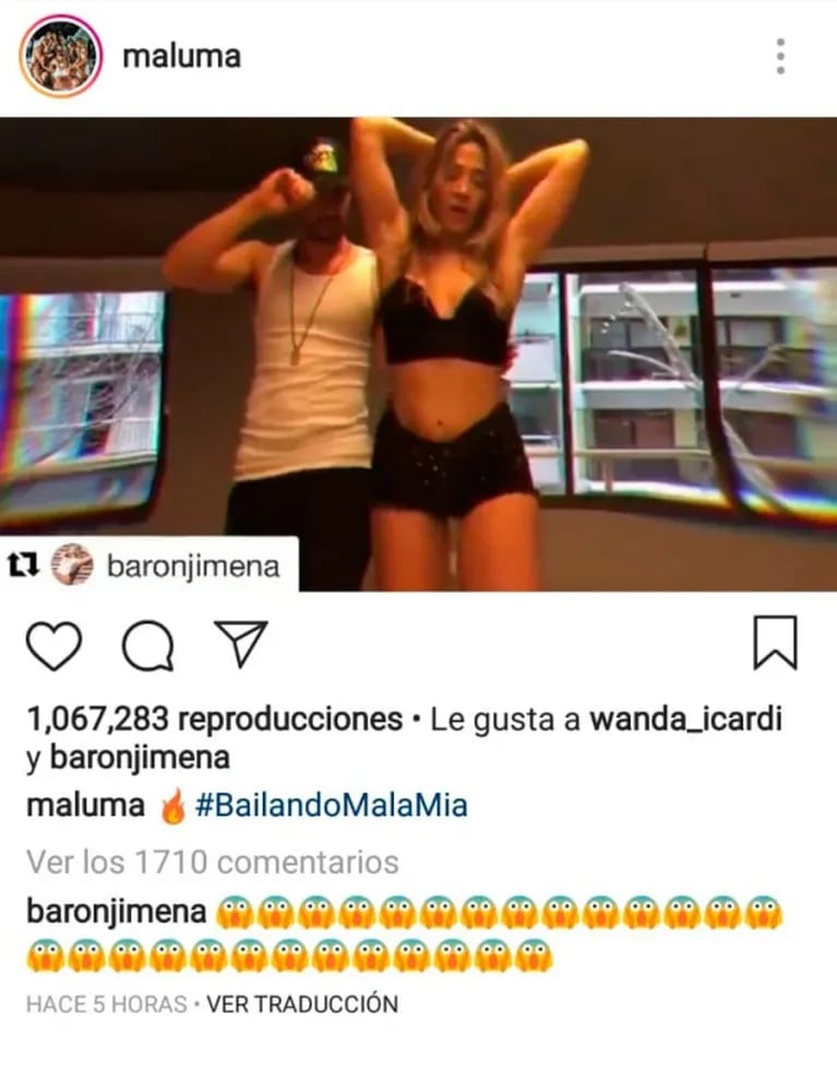 Maluma compartió en sus redes un video sexy de Jimena Barón: ¡la reacción de la actriz! 