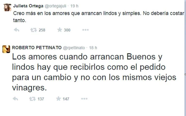 Julieta Ortega y Roberto Pettinato: ¿Coincidencia tuitera o amor en puerta?  (Foto: Twitter)