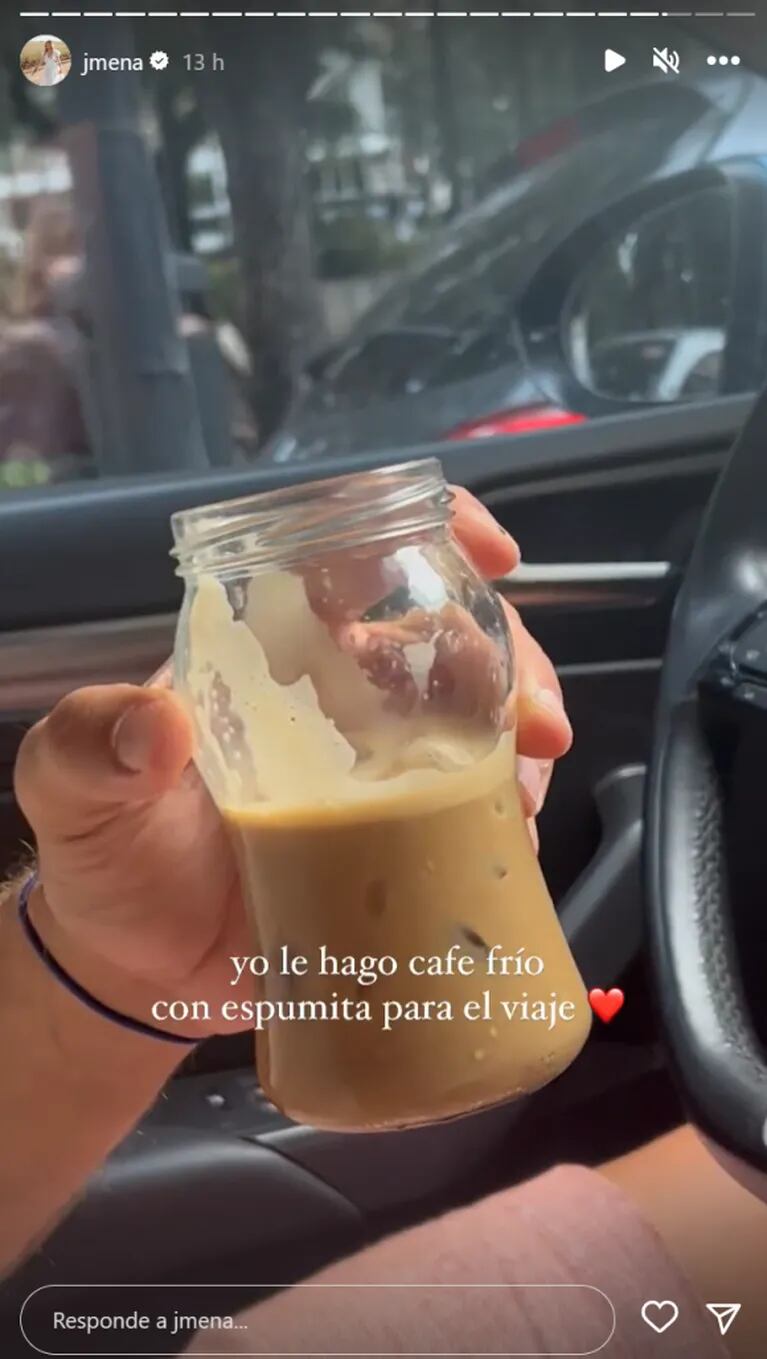 Jimena Barón sorprendió al mostrar el curioso trago que le prepara a su novio cuando salen a pasear en auto