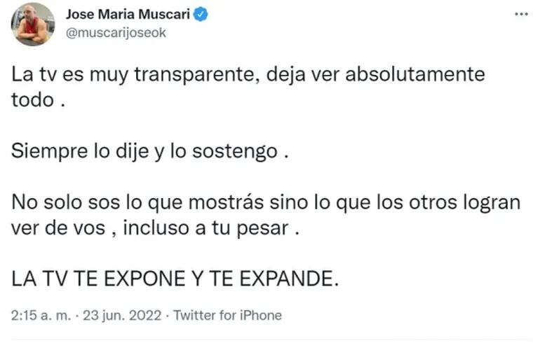 Filoso tweet de José María Muscari tras el tenso cara a cara con Nazarena Vélez en vivo