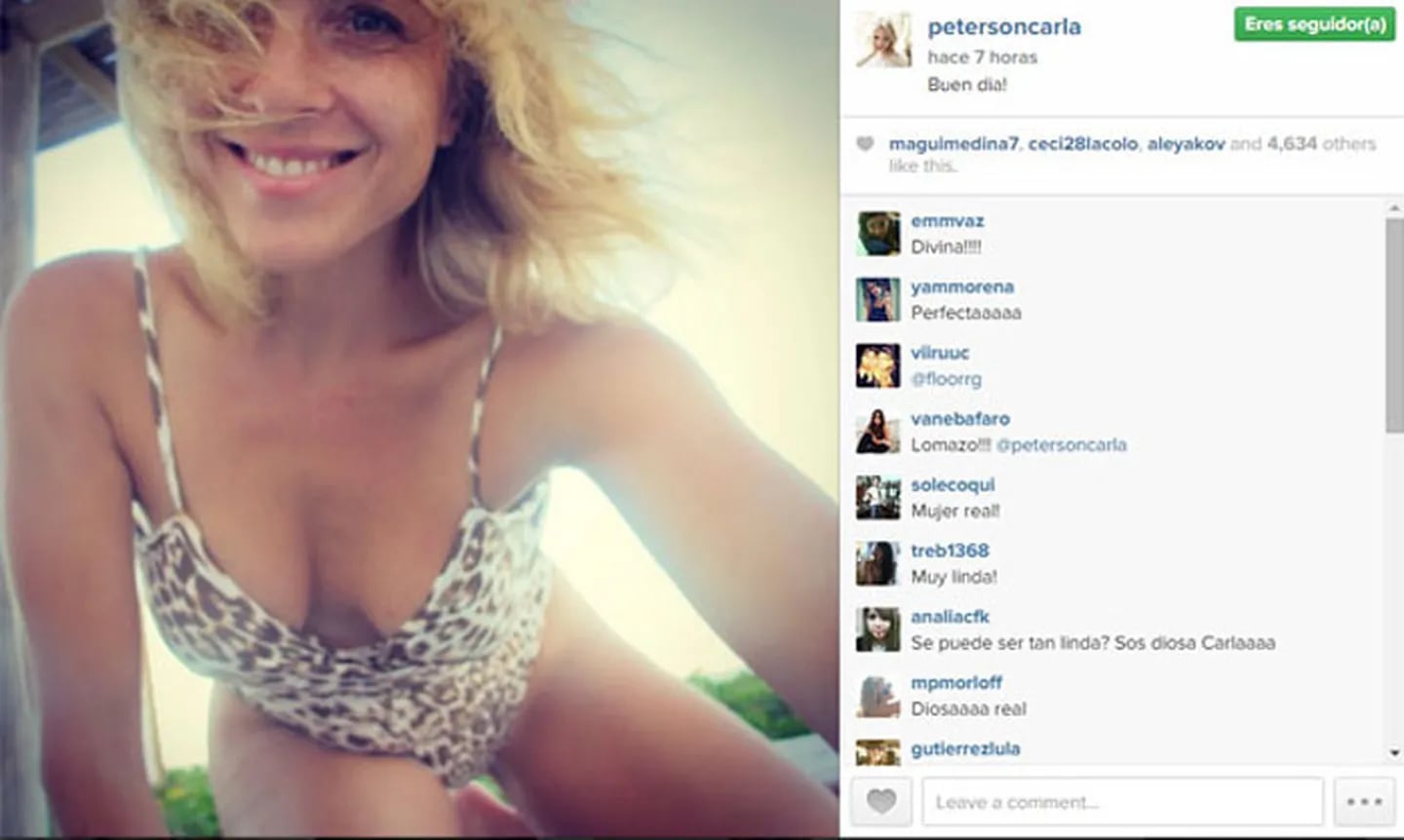 Carla Peterson y su sensual selfie con un escote peligroso. (Foto: Instagram)