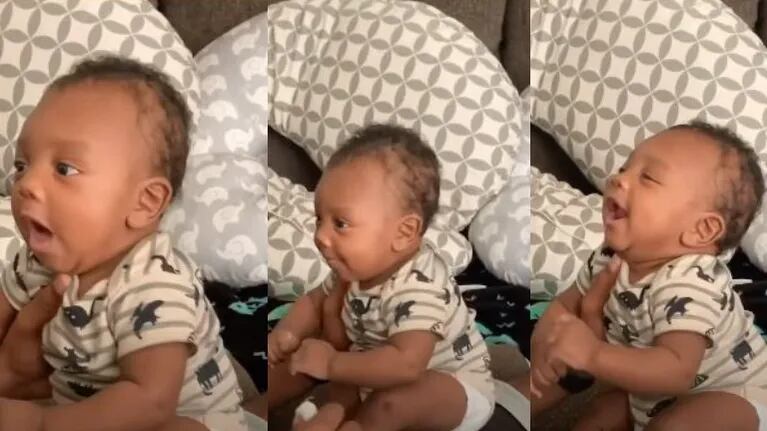 Este bebé de 2 meses saluda a sus padres con un claro ¡Hola!