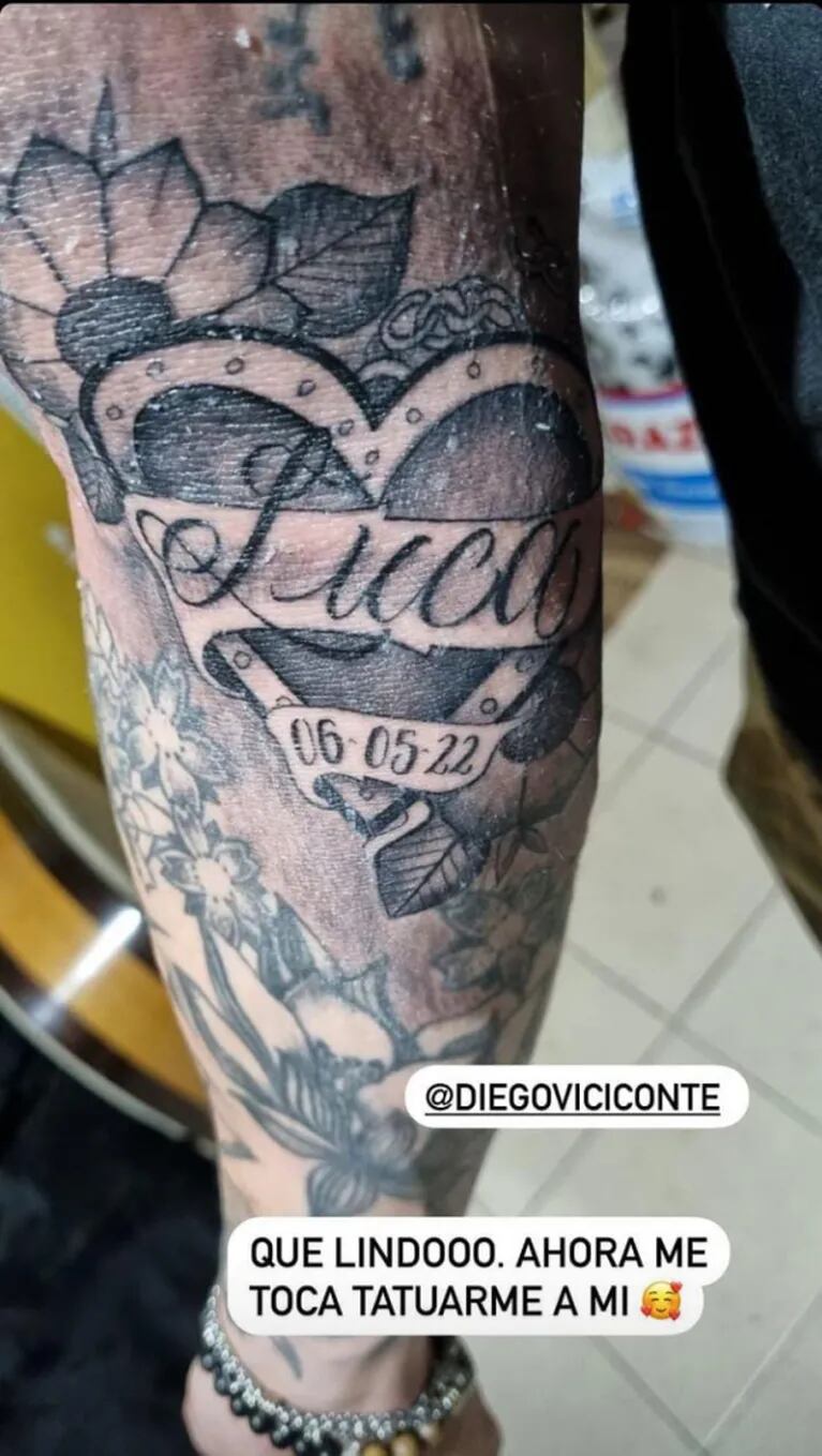 El hermano de Mica Viciconte se hizo un emotivo tatuaje dedicado a Luca Cubero: "Ahora me toca tatuarme a mí"