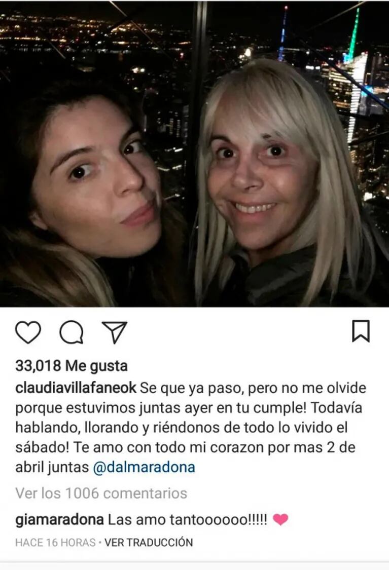El mensaje especial de Claudia Villafañe a Dalma Maradona por su boda y su cumpleaños 