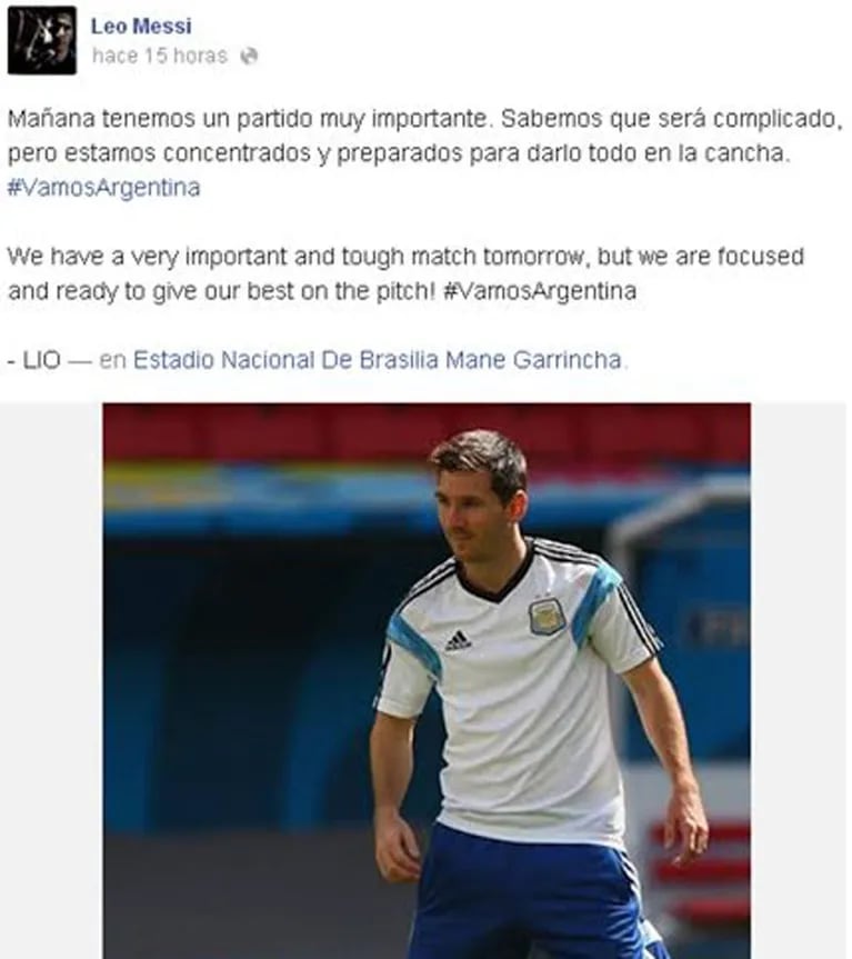 Lionel Messi y un mensaje a la Argentina (Foto: Facebook)