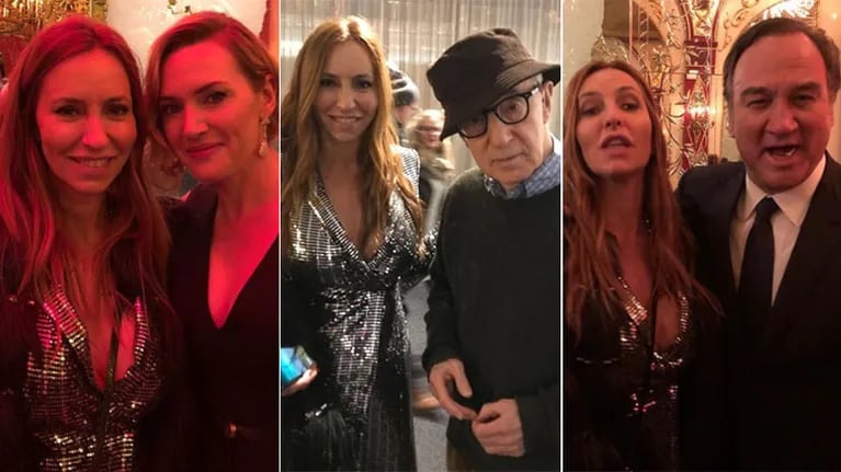 Analía Franchín con Woody Allen, Kate Winslet y Jim Belushi