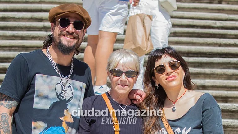 Daniel Osvaldo, Gianinna Maradona y Claudia Villafañe en Europa (Foto: Grosby Group)