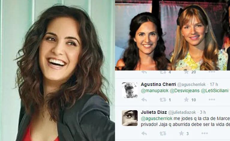 Julieta Díaz intercambió mensajes privados vía Twitter con una "falsa" Marcela Kloosterboer (Fotos: Web). 