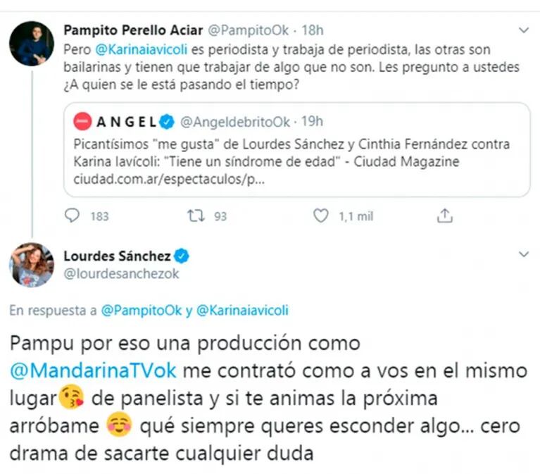 Picante cruce de Lourdes Sánchez con Pampito y fuerte acusación del periodista: "No entendí la amenaza"