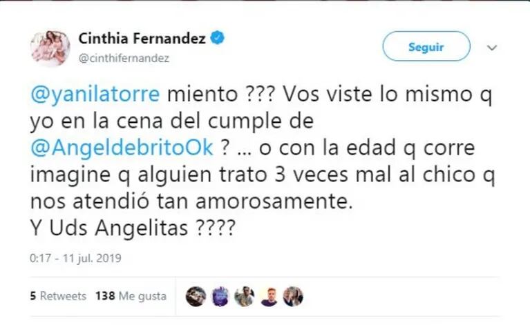 Tremendo cruce en Twitter de Cinthia Fernández y Graciela Alfano: la dura acusación de la bailarina
