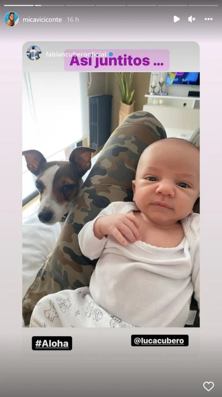 Fabián Cubero compartió la foto más linda de su bebé Luca con su mascota Aloha: "Juntitos"