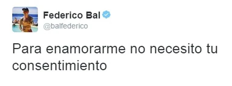 El sugerente tweet de Federico Bal... ¿dedicado a Laurita Fernández?: "Para enamorarme, no necesito tu consentimiento"