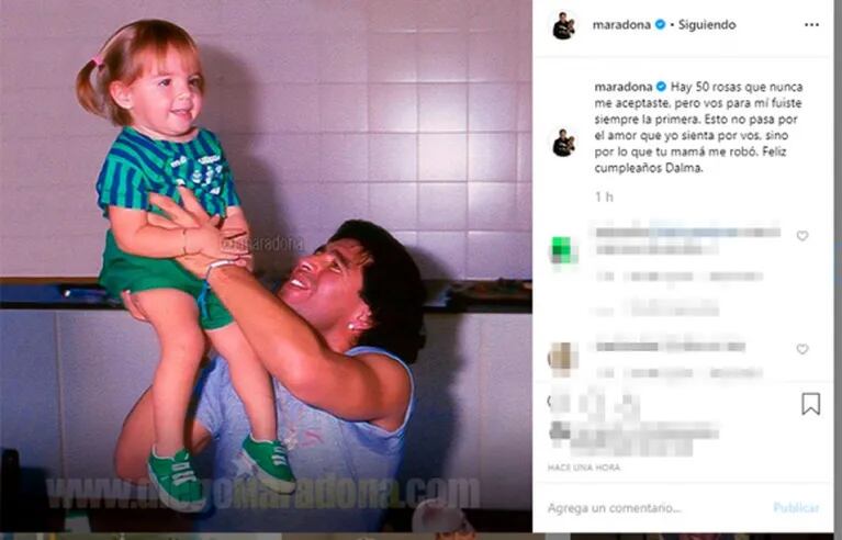 El polémico saludo de cumpleaños de Diego Maradona a Dalma: "Esto pasa por lo que tu mamá me robó"