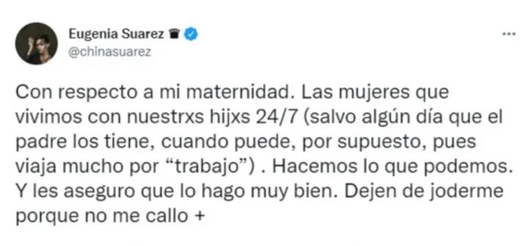 Benjamín Vicuña se defendió con todo tras el fuerte tweet de China Suárez sobre su rol como padre