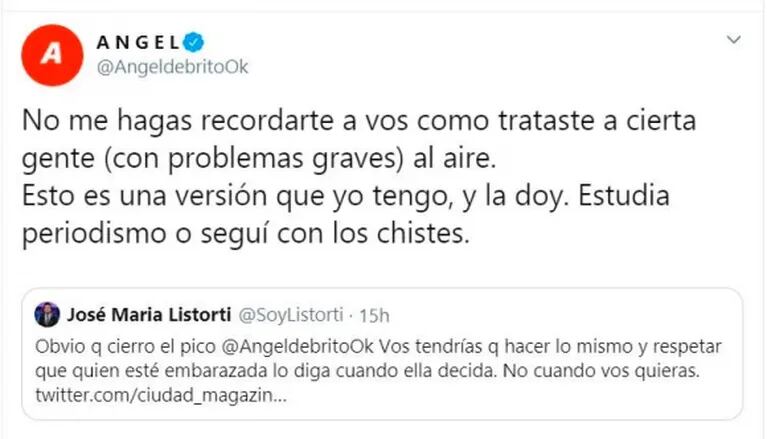 Ángel de Brito se cruzó con Listorti por el rumor de embarazo de Paula Chaves: "José María tendría que cerrar el pico"