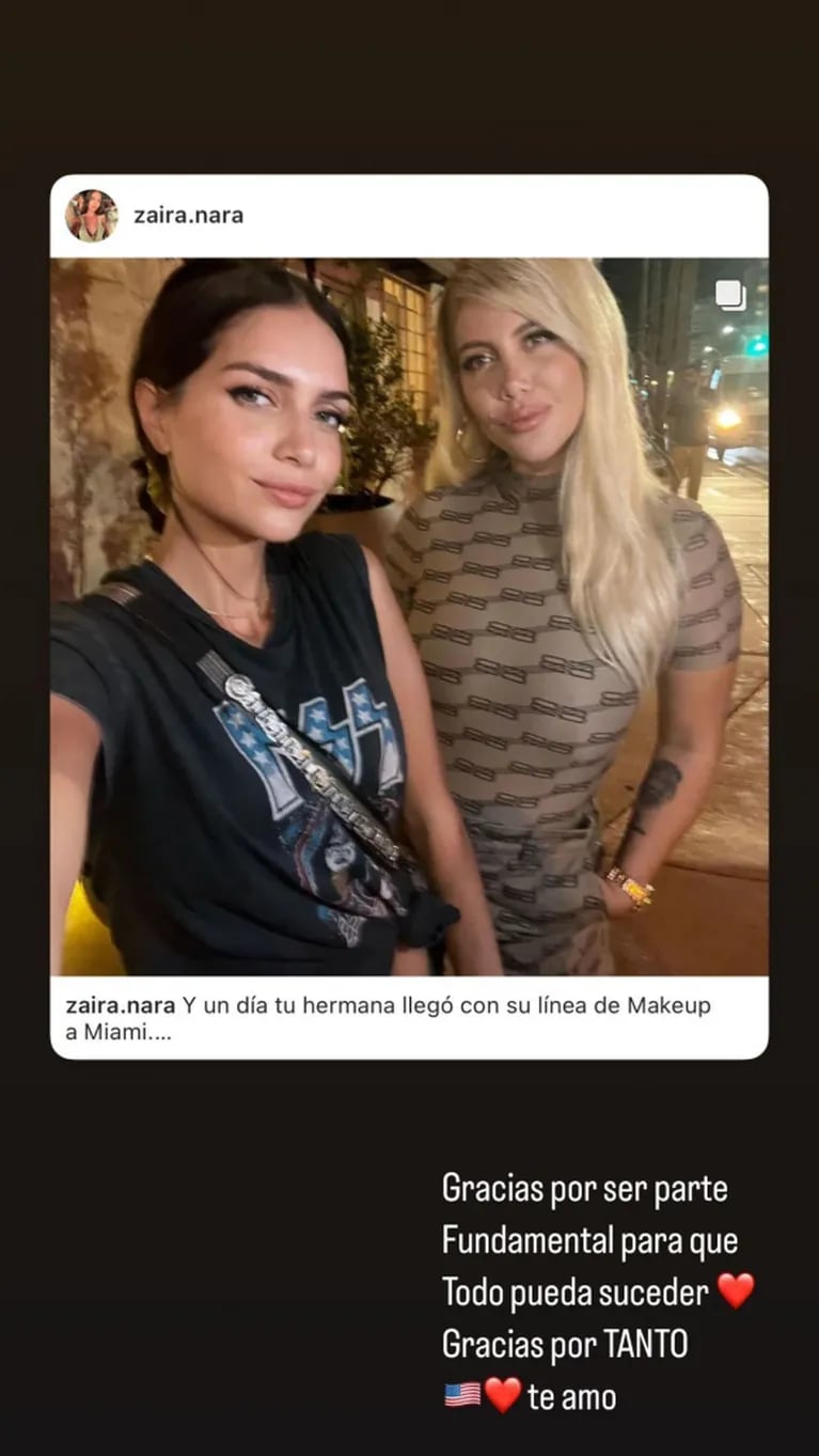El emotivo mensaje de Zaira Nara a Wanda por el lanzamiento de su línea de maquillaje en Miami