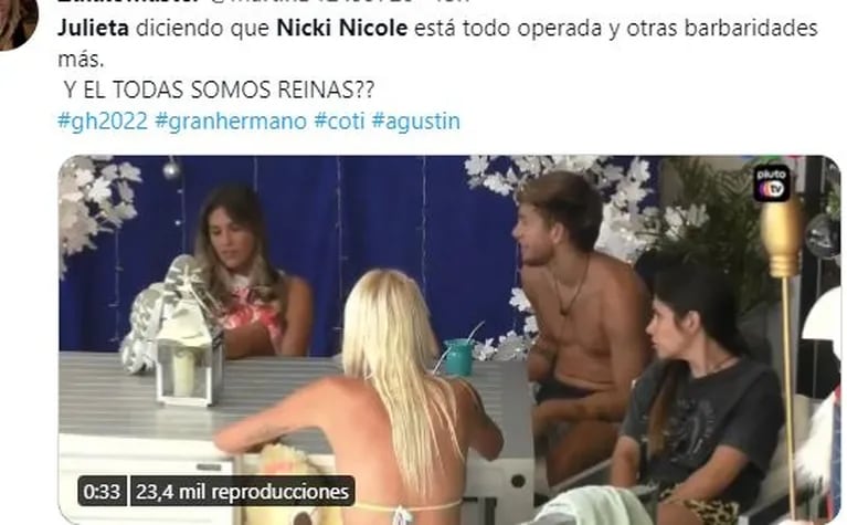 Gran Hermano 2022: Julieta fue fuertemente repudiada por sus desafortunados comentarios sobre Nicki Nicole