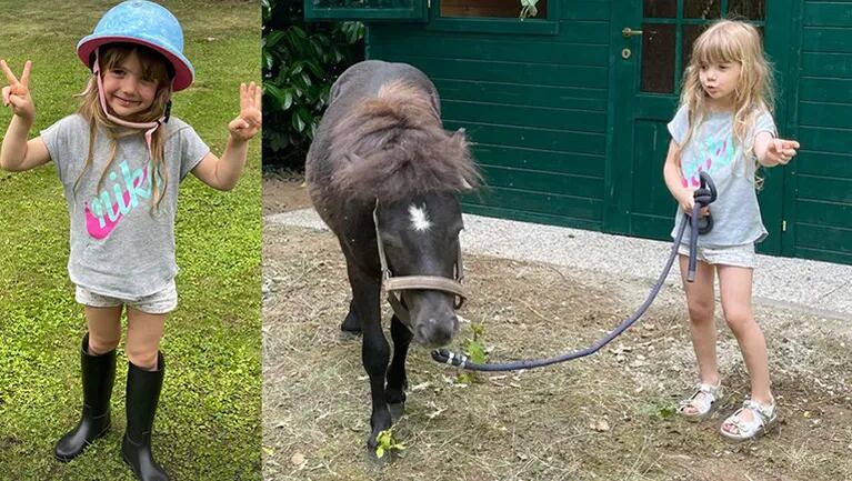 Wanda Nara mostró a su hija Isabella paseando con su poni.