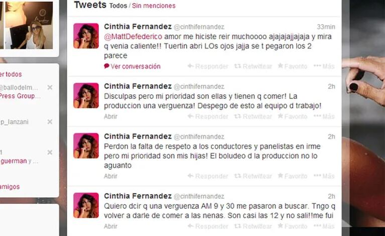 Cinthia Fernández, enojadísima con AM (Fotos: Captura de pantalla). 