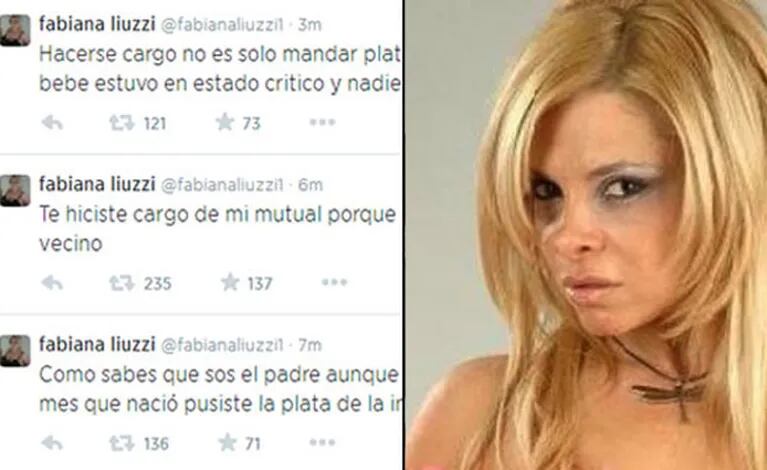 Fabiana Liuzzi y una catarata de tweets contra Luis Ventura: "Hacerse cargo no es solo mandar plata"
