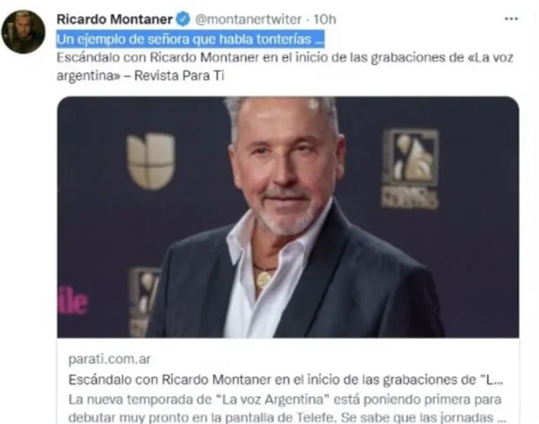 La bronca de Ricardo Montaner con Laura Ubfal por decir que no pudo grabar La Voz Argentina: "Habla tonterías"
