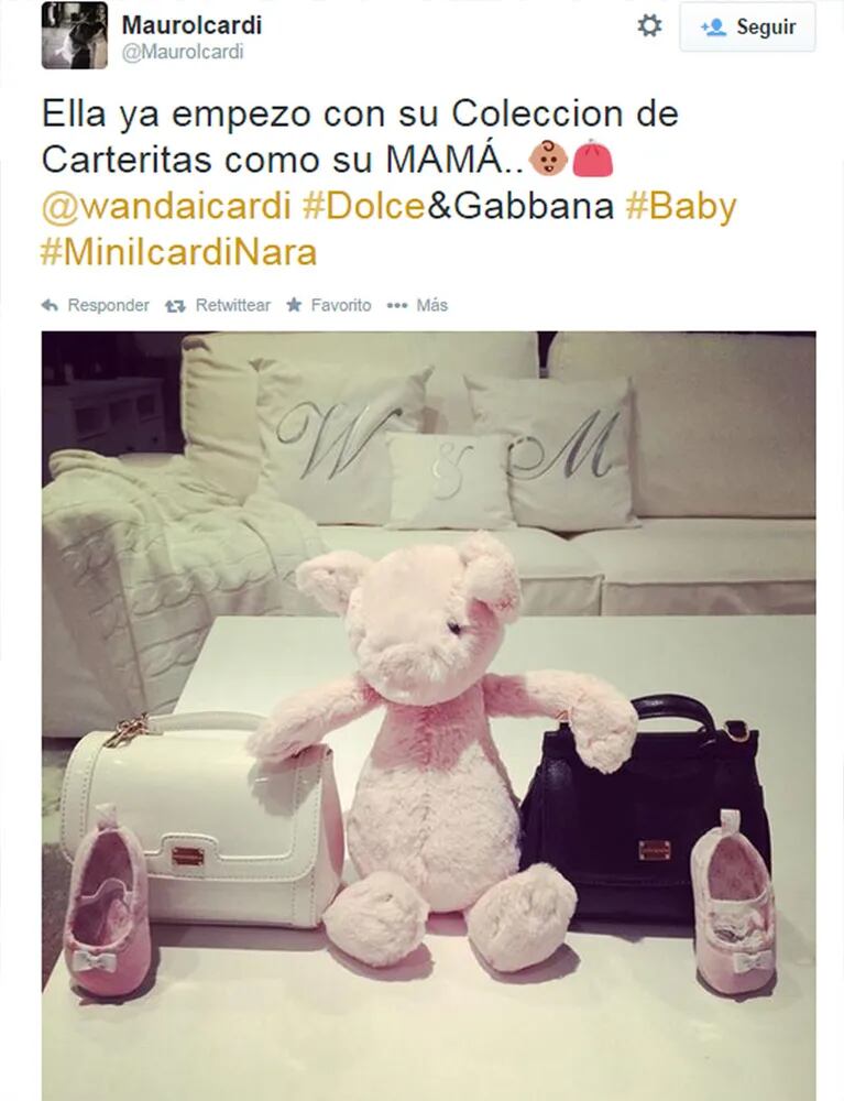 Mauro Icardi le hizo un costoso regalo a su hija: "Ella ya empezó con su colección de carteritas como su mamá" (Foto: Twitter)
