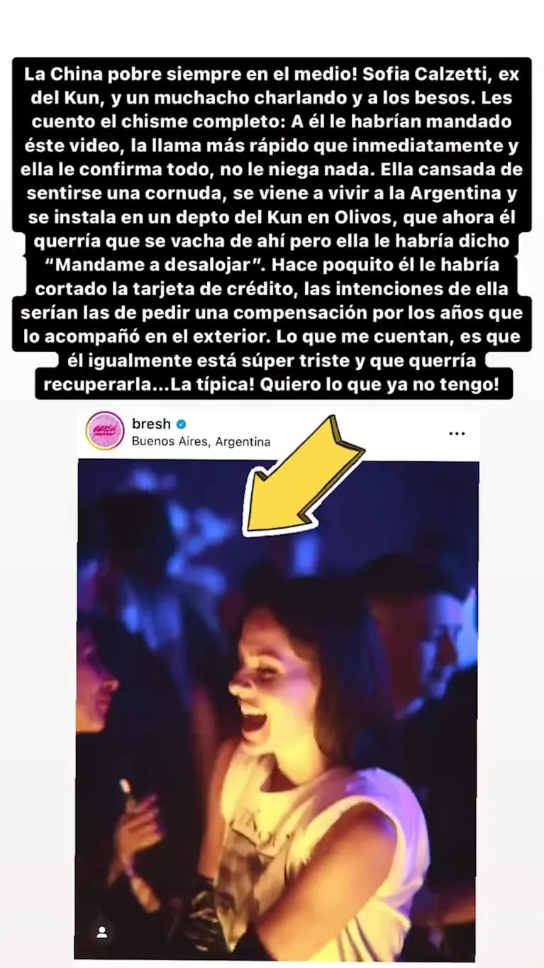 El Kün Agüero, muy molesto con Sofía Calzetti por un video besando a otro hombre: “La quiere desalojar”