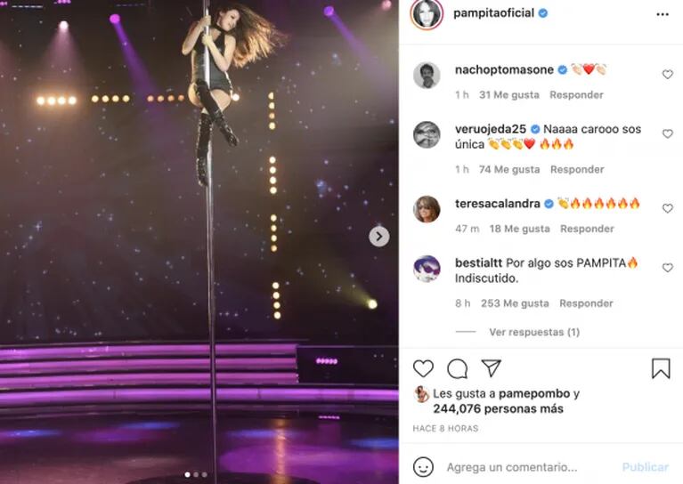 Pampita brilló bailando en el caño de La Academia y los famosos la felicitaron en las redes: "Sos icónica"