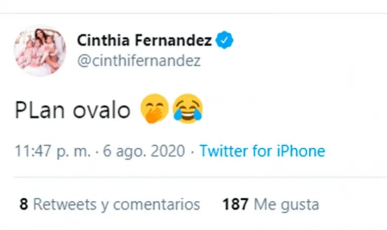 Explosivos tweets de Cinthia Fernández contra Baclini tras el paso de Agazzani por Cantando: "Al final cartonclini hace lo mismo con todas"