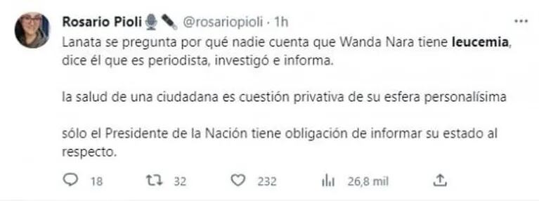 Fuerte repudio en redes a las informaciones sobre la salud de Wanda Nara: "Un espanto"