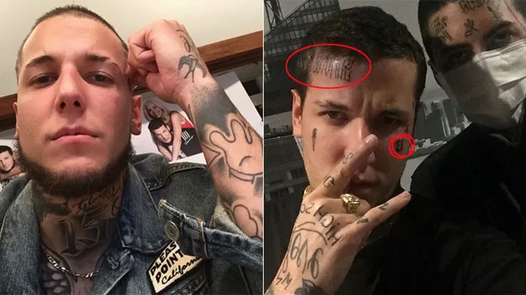 ¡Se tatuó la cara! Los nuevos tatuajes de Alexander Caniggia: mirá las fotos 