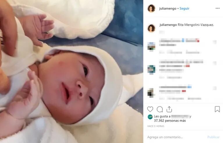 Julia Mengolini anunció la llegada de su primera hija con una tierna foto... ¡y reveló el nombre!
