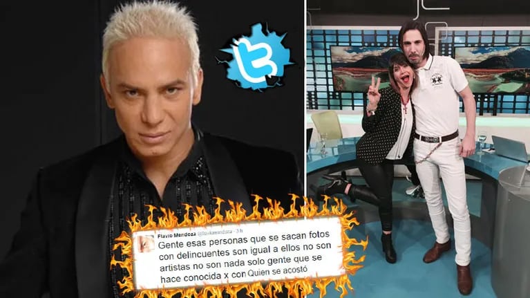 La furibunda reacción tweetera de Flavio Mendoza contra Amalia Granata al ver su foto con el gigoló. (Foto: Web y Twitter)