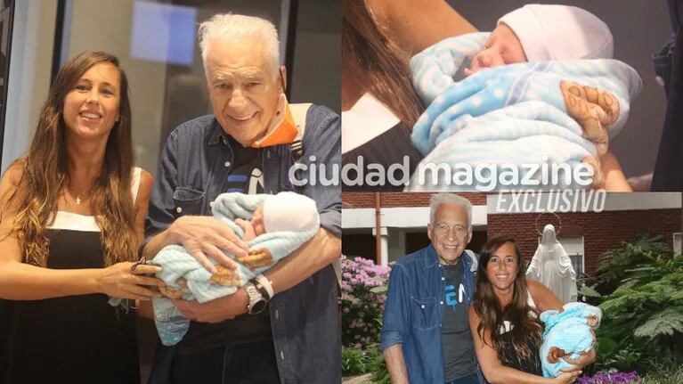 Las fotos de Alberto Cormillot y Estefanía Pasquini saliendo de la clínica con su bebé Emilio. Foto: Movilpress