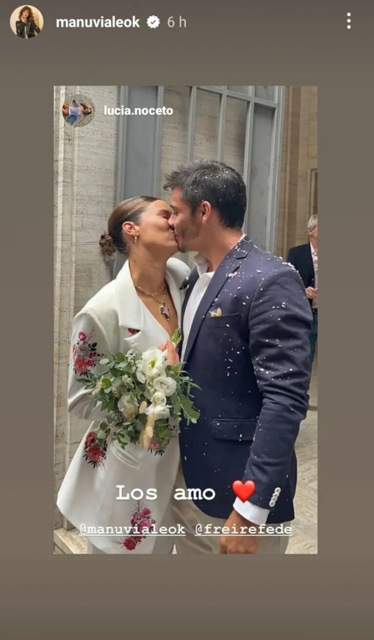 Manu Viale se casó con Fede Freire en una emotiva ceremonia con familiares y amigos: todas las fotos y el look de la novia