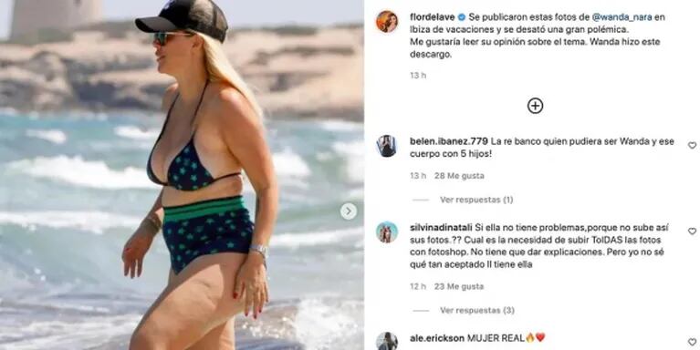 Flor de la Ve fue fulminada en las redes por subir una foto de Wanda Nara en bikini en Ibiza