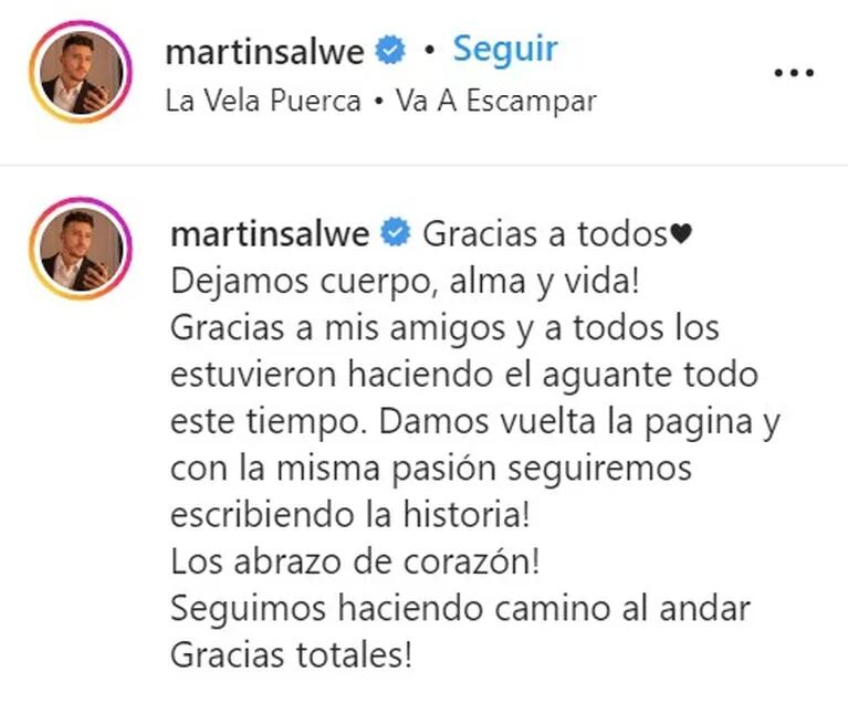 Profundo posteo de Martín Salwe tras perder la final de El Hotel de los Famosos: "Dejamos cuerpo, alma y vida"