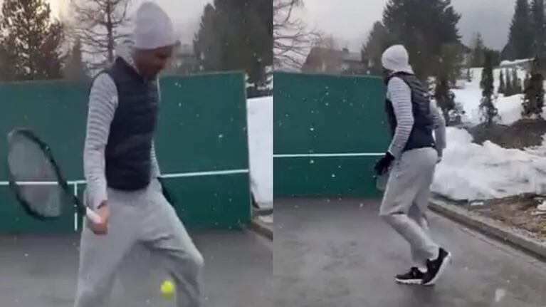 El divertido entrenamiento de Roger Federer en cuarentena y bajo la nieve